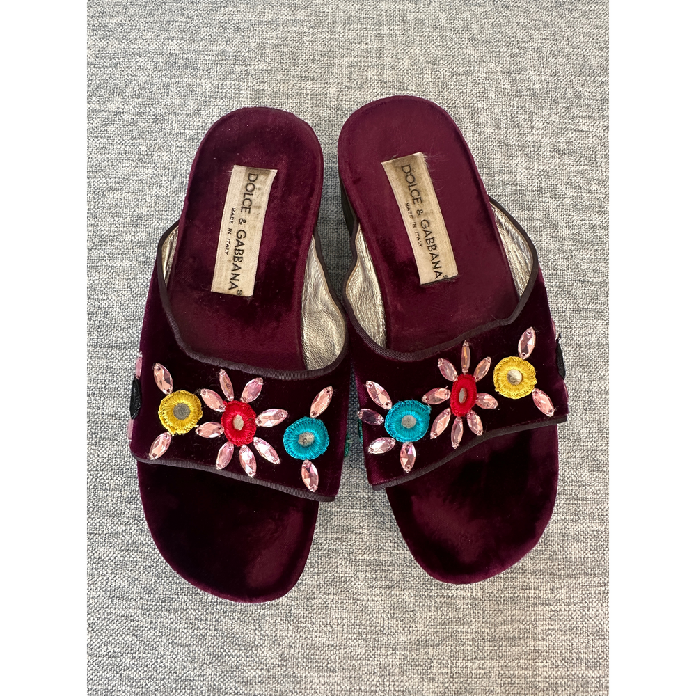 Dolce & Gabbana Jeweled Slides in Purple